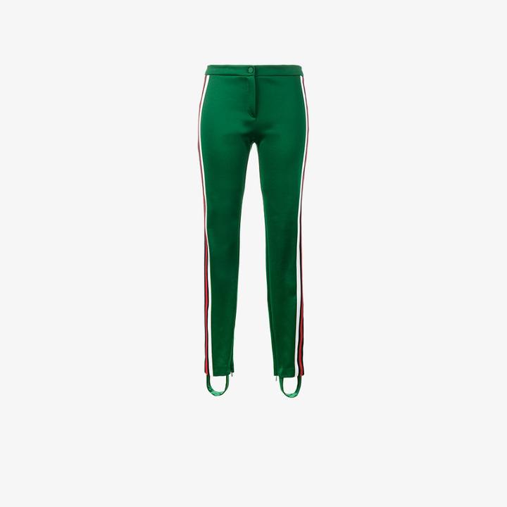Gucci Stirrup Stripe Track Pants, Women's, Size: Xs, Green, Polyester/cotton