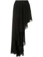 Saint Laurent - Asymmetric Draped Skirt - Women - Silk/polyamide/spandex/elastane/viscose - 40, Black, Silk/polyamide/spandex/elastane/viscose