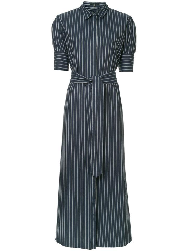 White Story Antonia Striped Maxi Shirt Dress - Blue