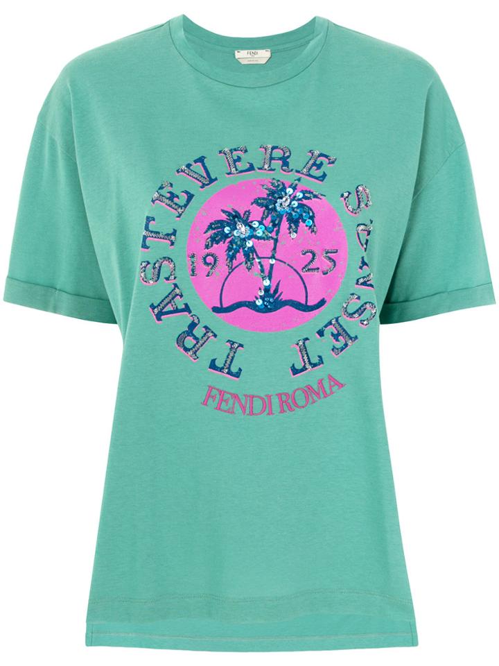 Fendi Logo Patch T-shirt - Green