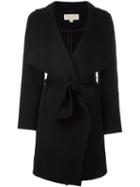 Michael Michael Kors Wrap-style Belted Coat, Women's, Size: 6, Black, Cotton/acrylic/nylon/wool