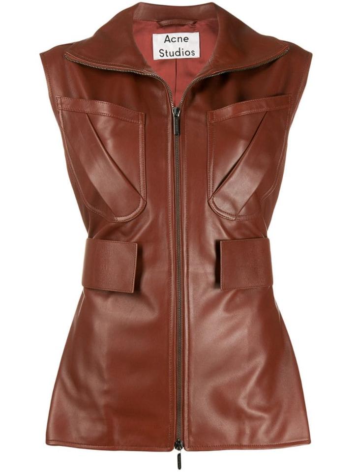 Acne Studios Zip-up Leather Waistcoat - Brown