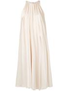 Lanvin - Pleated Midi Dress - Women - Silk/polyester - 40, Nude/neutrals, Silk/polyester