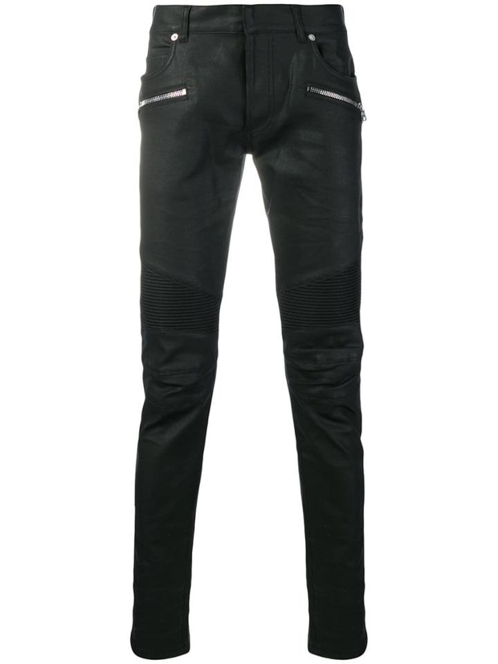 Balmain Slim Fit Biker Jeans - Black