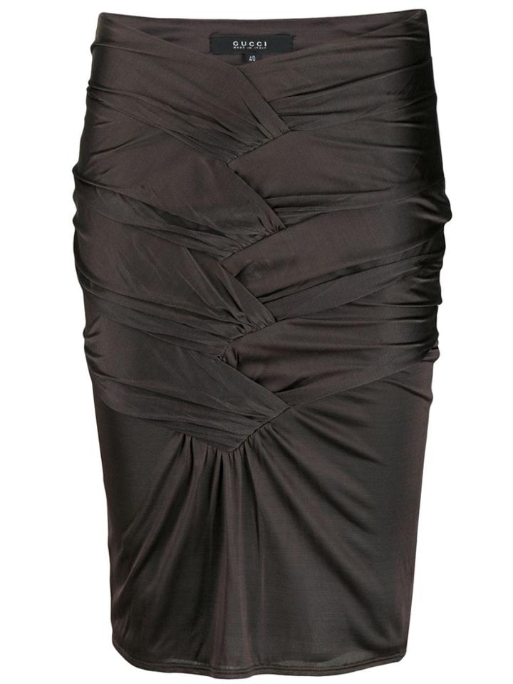 Gucci Vintage 2000's Draped Mini Skirt - Brown