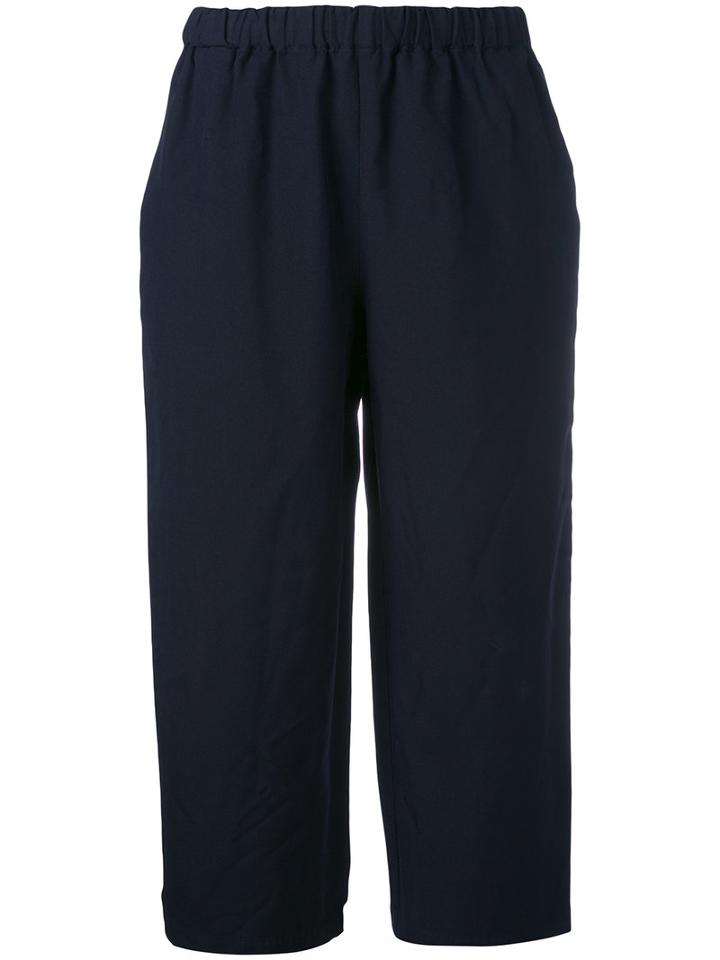 Comme Des Garçons Comme Des Garçons Cropped Wide-leg Trousers, Women's, Size: Large, Blue, Polyester
