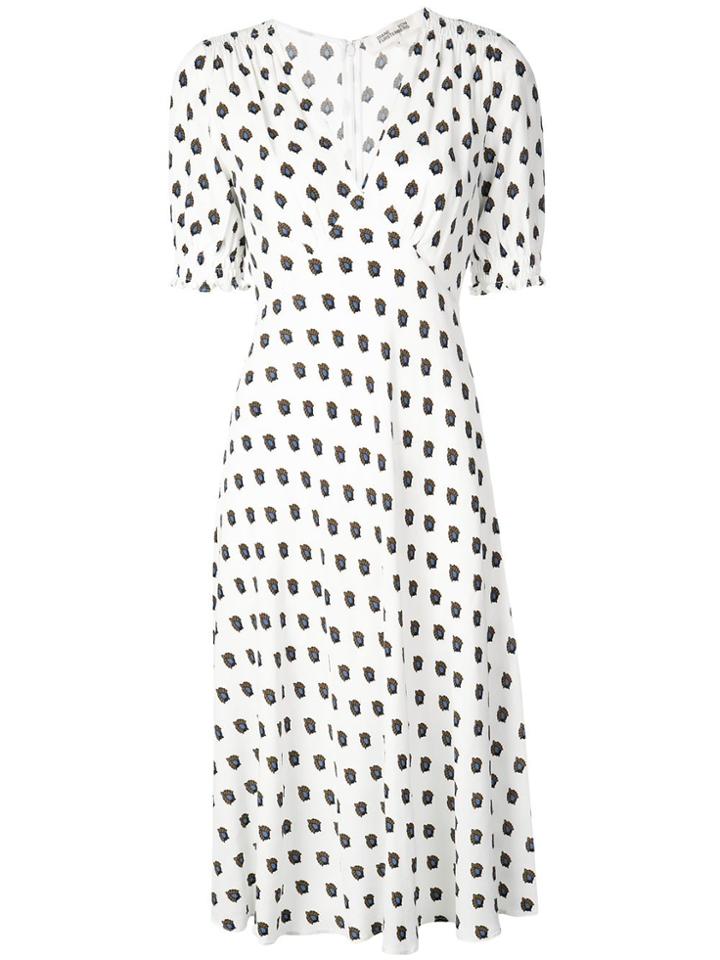 Dvf Diane Von Furstenberg Printed Empire Line Dress - White