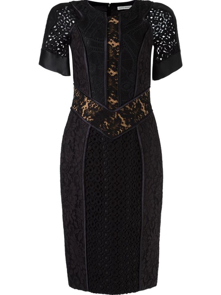 Martha Medeiros Lace Patchwork Dress - Black