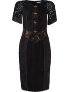 Martha Medeiros Lace Patchwork Dress - Black