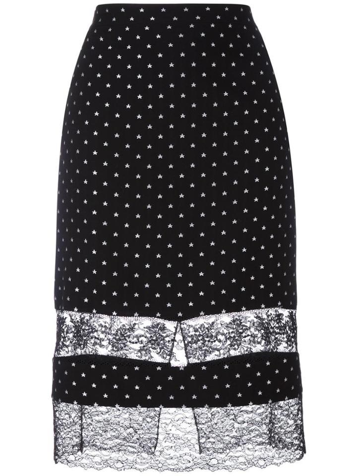 Givenchy Star Embroidered Lace Panel Skirt - Black