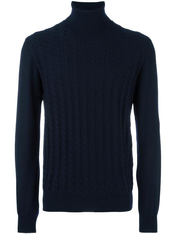 Malo Roll Neck Jumper, Men's, Size: 50, Blue, Cashmere