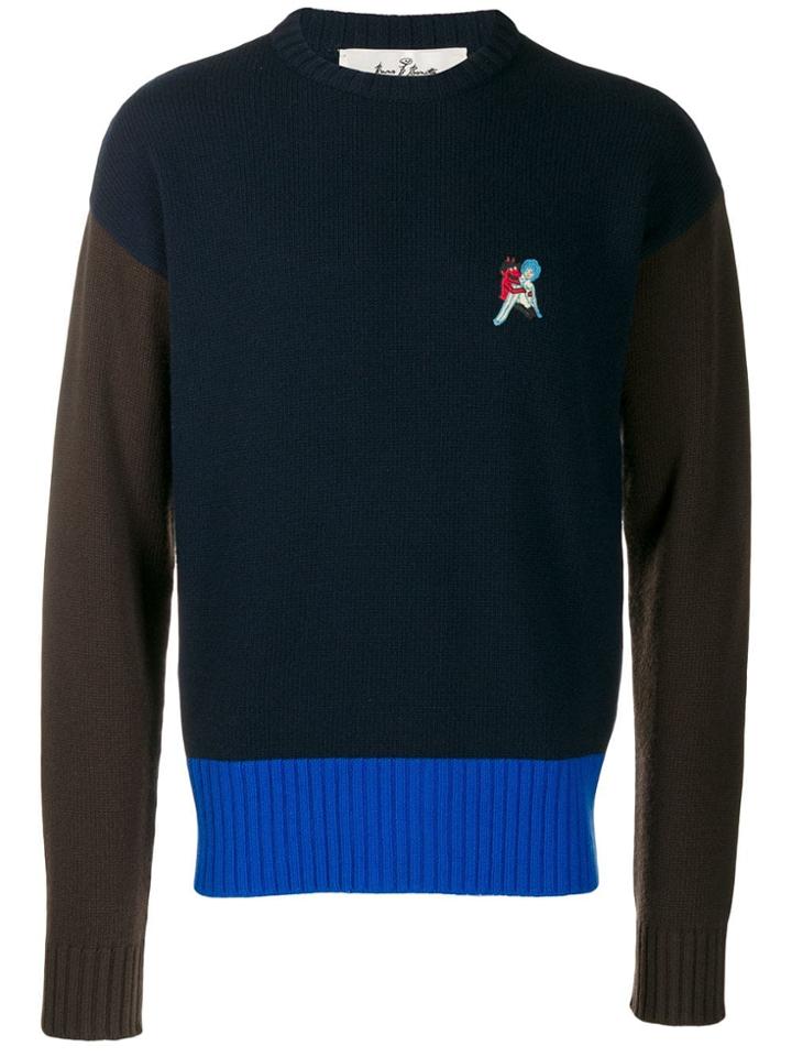 Marni Devil Logo Colour Block Jumper - Blue