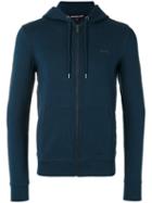 Michael Kors Logo Plaque Zip Hoodie, Men's, Size: Medium, Blue, Cotton/spandex/elastane