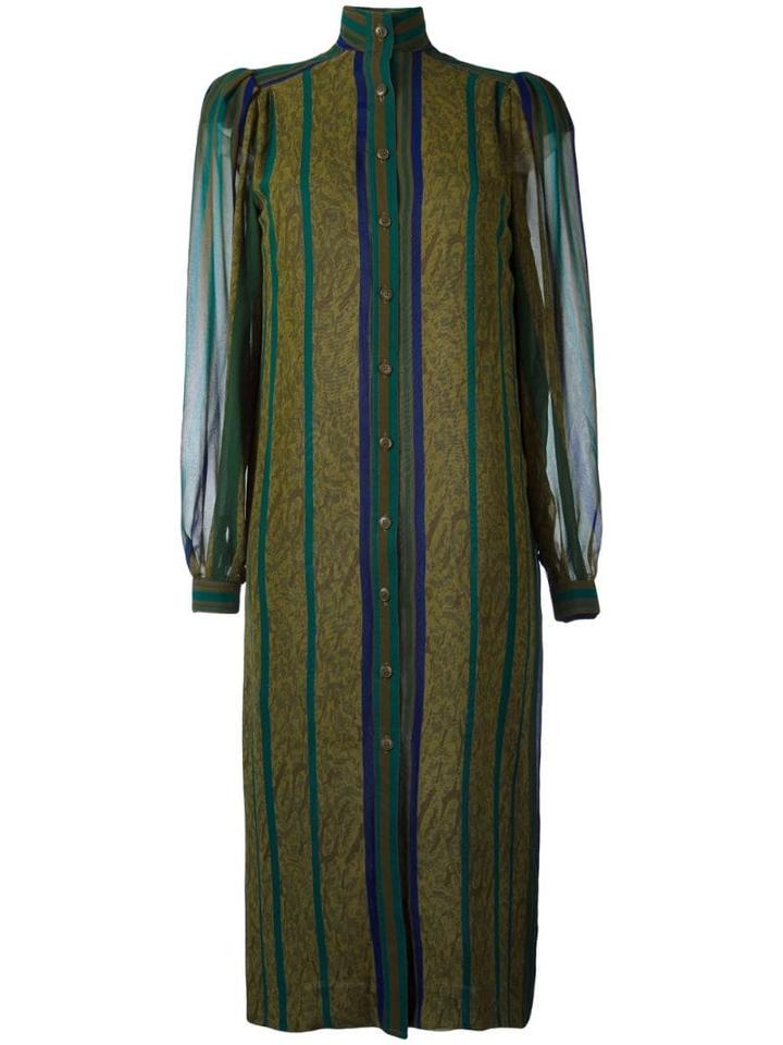 Jean Louis Scherrer Pre-owned Striped Shirt Dress - Green