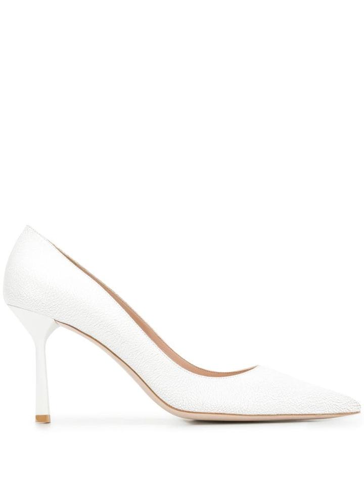 Miu Miu Cracked-effect Pumps - White