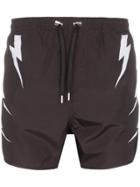 Neil Barrett Tiger Bolt-print Swim Shorts - Black