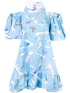 Vivetta - Pesce Paglia Printed Dress - Women - Cotton - 44, Blue, Cotton