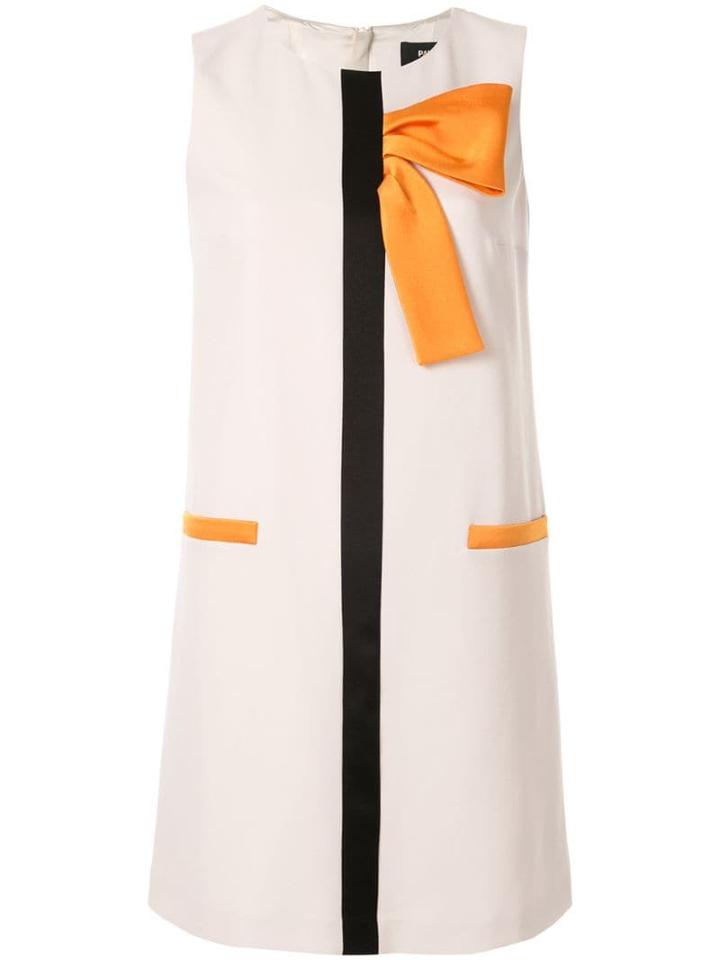 Paule Ka Grosgrain Half Bow Shift Dress - White