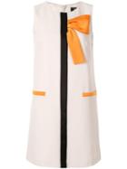 Paule Ka Grosgrain Half Bow Shift Dress - White