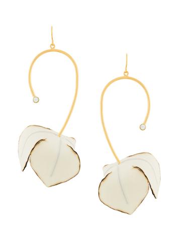 Marni Floral Drop Miss-matched Earrings - Nude & Neutrals