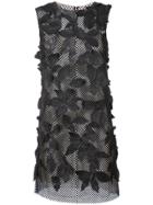 Oscar De La Renta Leaf Embellished Mesh Dress - Black