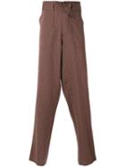 Andrea Pompilio Belted Striped Trousers, Men's, Size: 44, Red, Cotton/acetate