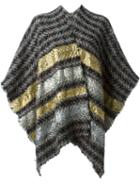 Ermanno Gallamini Striped Cape, Women's, Black, Wool