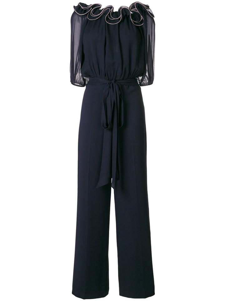 Blumarine Ruffle Neck Jumpsuit - Blue