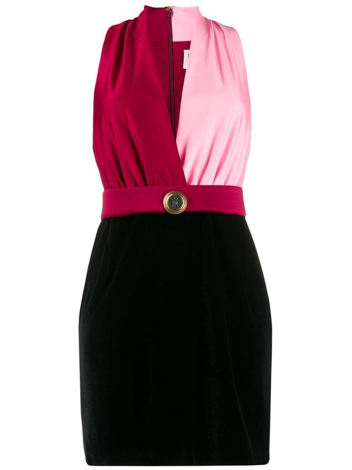 Fausto Puglisi Contrast Fitted V-neck Dress - Black