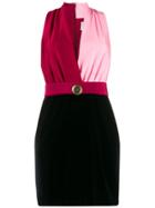 Fausto Puglisi Contrast Fitted V-neck Dress - Black