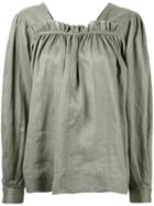 Joseph - Gathered Blouse - Women - Silk/ramie - 36, Women's, Green, Silk/ramie
