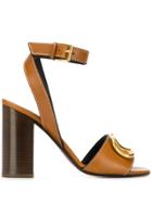 Valentino Go Logo Plaque Sandals - Brown