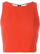 Alice+olivia Crewneck Fitted Cropped Top, Women's, Size: 4, Red, Polyester/nylon