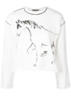 Alexa Chung Horse Printed Knitted Top - White