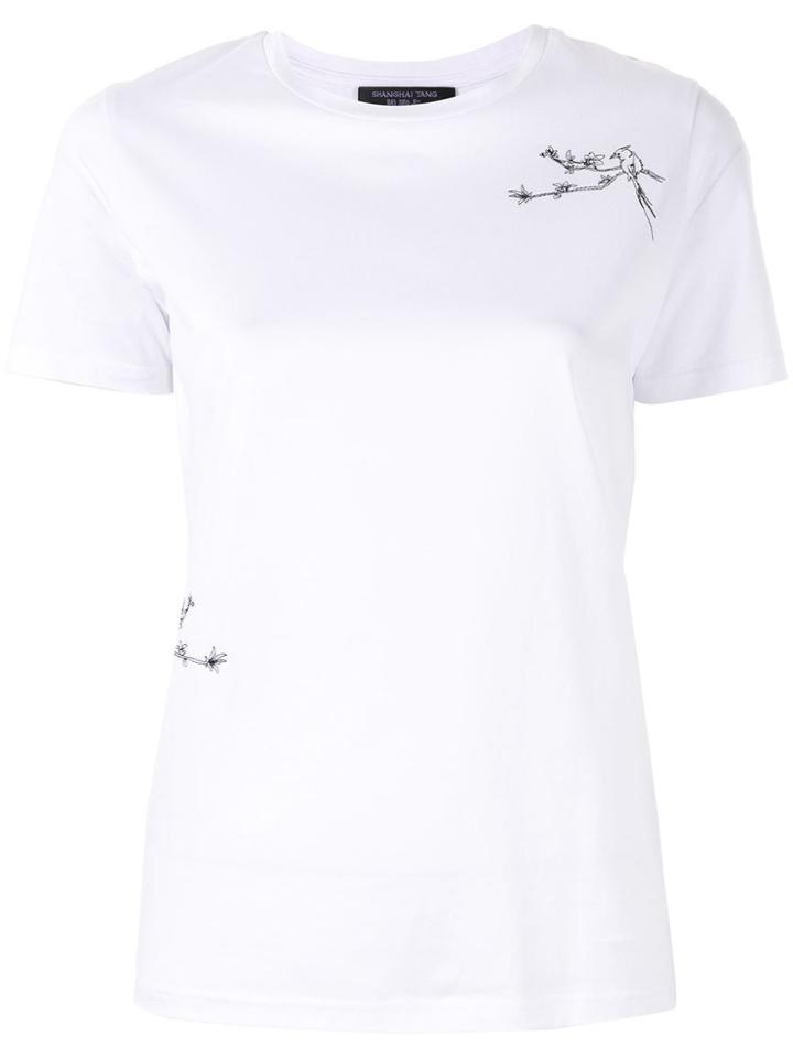 Shanghai Tang Bird Embroidered T-shirt - White