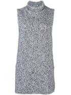 T By Alexander Wang Marled Knitted Top, Women's, Size: Xs, Black, Cotton/acrylic/nylon/mohair