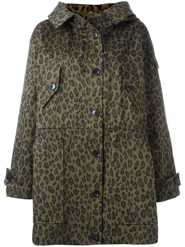 Iro Leopard Print Coat, Women's, Size: 38, Green, Cotton