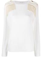 Alberta Ferretti Fringed Shoulder Sweater - White