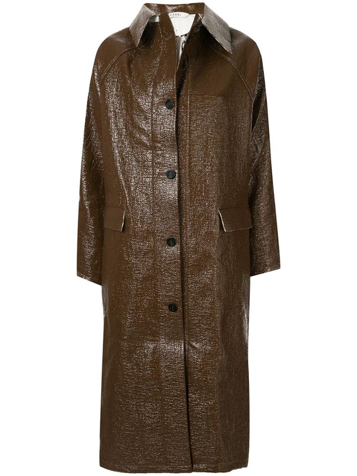Kassl Editions Double-faced Lacquer Long Coat - Brown