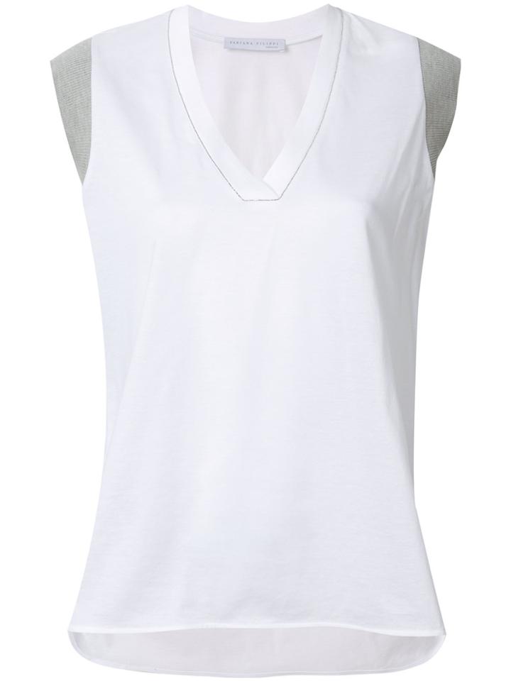 Fabiana Filippi Contrast Cap Sleeve Vest - White