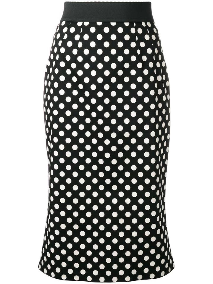 Dolce & Gabbana Polka Dot Skirt, Women's, Size: 38, Black, Cotton/spandex/elastane