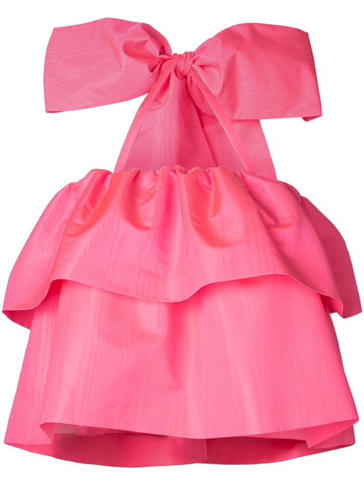 Msgm Giant Bow Ruffled Blouse - Pink & Purple