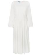 Prada Gathered Midi Dress - White