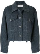 Portspure Herringbone-pattern Cropped Jacket - Blue