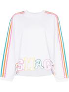 Mira Mikati Rainbow Stripe Letter Embroidered Cotton Jumper - White