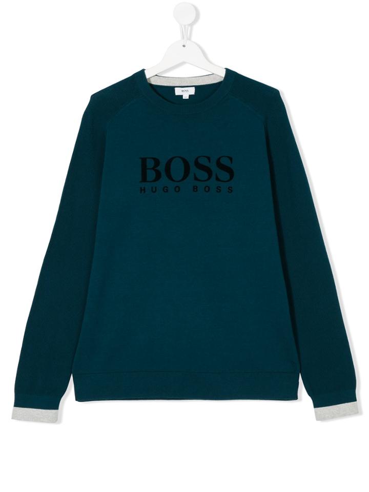 Boss Kids Teen Logo Pullover - Blue
