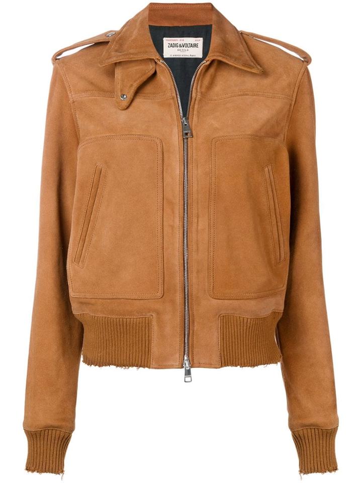 Zadig & Voltaire Distressed Leather Jacket - Brown
