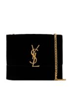 Saint Laurent Mini Vicky Velvet Shoulder Bag - Black