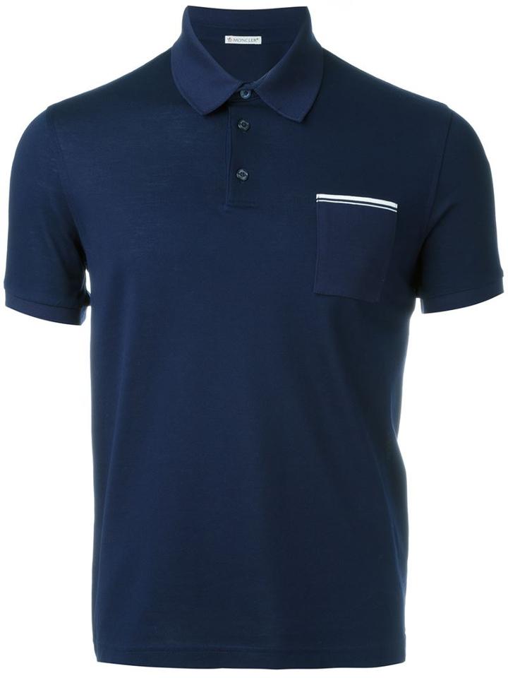 Moncler Classic Polo Collar, Men's, Size: M, Blue, Cotton