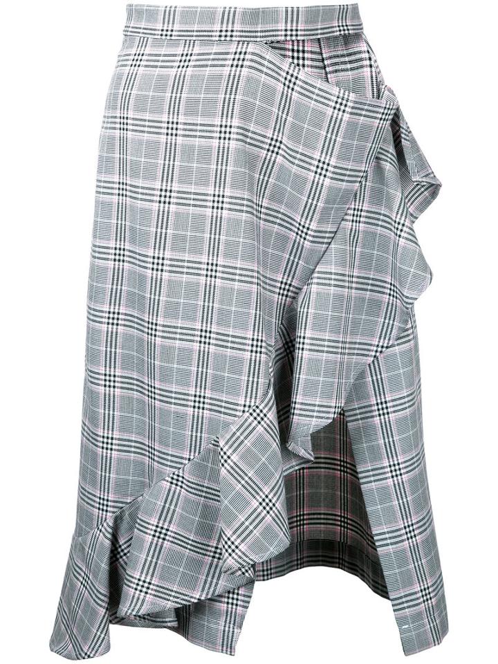 Gwen Salakaia - Checked Asymmetric Skirt - Women - Cotton/polyester - 0, Grey, Cotton/polyester